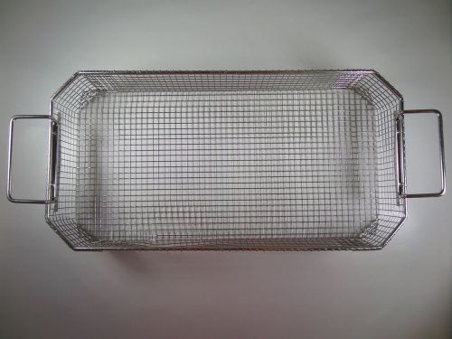 Stainless steel mesh instrument sterilization basket w/ handles 18&#034; x 9&#034; x 3&#034; for sale