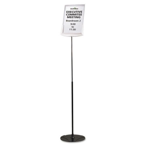 &#034;Durable Sherpa Infobase Sign Stand, Acrylic/metal, 40&#034;&#034;-60&#034;&#034; High, Gray&#034;