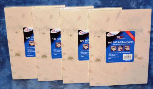 AmPad Tri-fold Brochure Card Stock Paper Lot of 400 (100 Per) &#034;Leaves&#034; Pattern