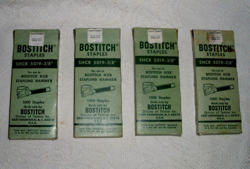 BOSTITCH STAPLES SHCR 5019-3/8&#034; 4 BOXES 1000 EACH BOX USE IN H2B STAPLE HAMMER