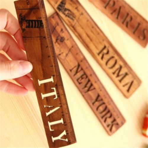 FD2414 Hollow Wooden World Style Ruler Stationery Wood Ruler Scale Ruler ~1pc~?