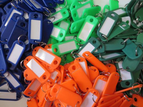 Lot 400 Key ID Labels Tags with Key Ring Split Rings Orange Blue Green 4 Colors
