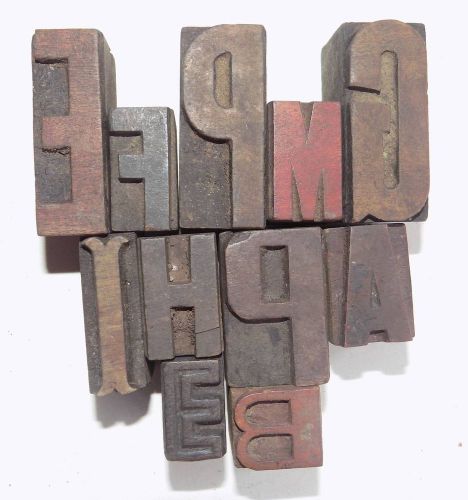 Letterpress Letter Wood Type Printers Block &#034;Lot of 11&#034; Typography #bc-58