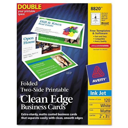 Avery 8820 Folded  Two-Side Printable Clean Edge Business Cards NEW!