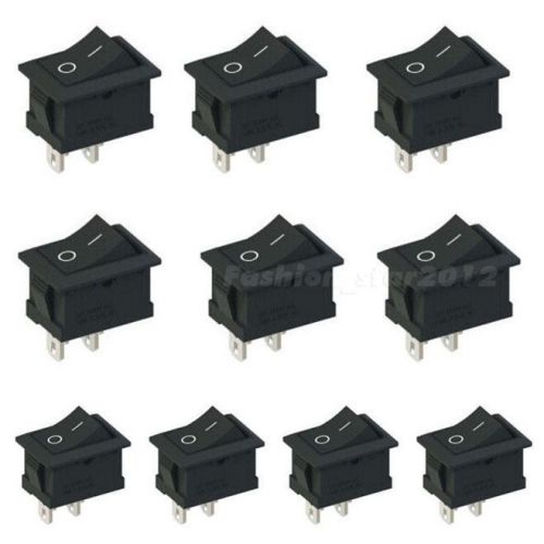 10x black snap-in on/off rocker switch 2 pin 6a 10a 12v 110v 250v ac fhcg for sale