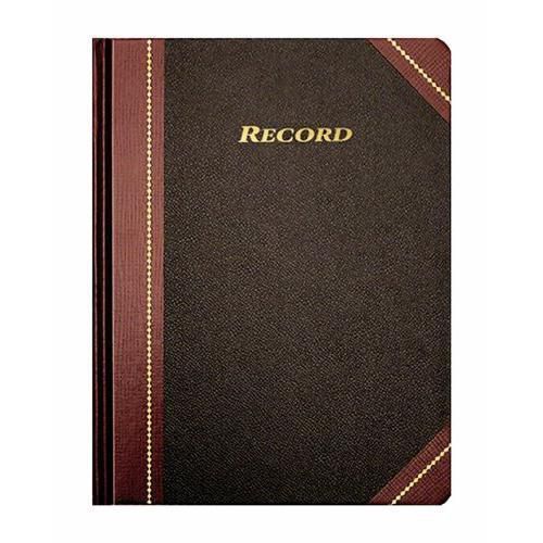Adams Record Ledger, 8.25 x 10.75 Inches, Black Covers with Maroon Spine, New