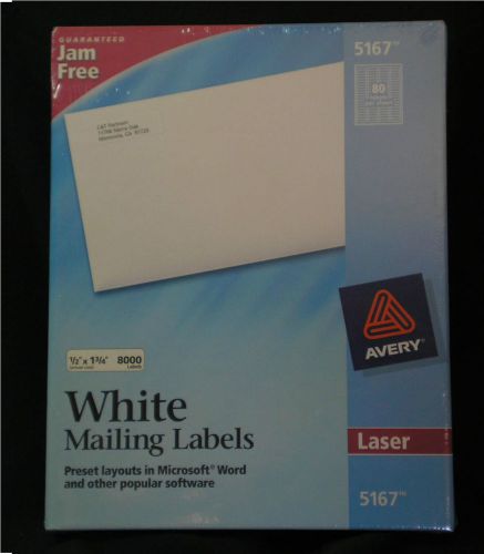 8000,  Avery Dennison 5167 Return Address Labels,  1/2&#034; X 1 3/4&#034;  size