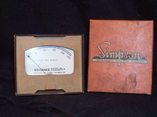 NOS Simpson / Reliance / Reeves Pulley, Panel Feet Per Minute Meter MDX121429