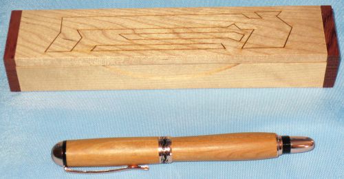 Wooden Pen In Cloth Case And Wood Box Excellent Condition Great Gift