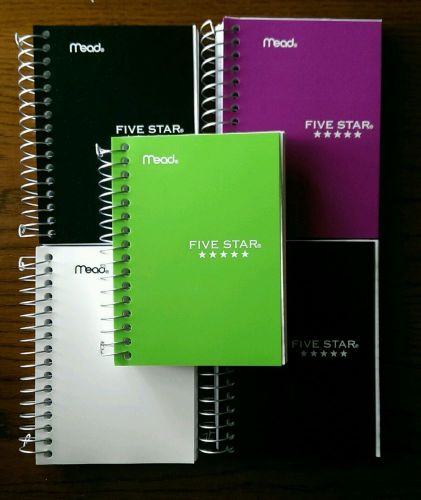 5 FIVE STAR notebooks - pocket size 5.5x3.5 inches! 200 college ruled sheets ea.