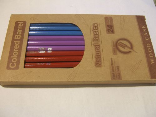 Boxes of 24 Natural Basics Wood Case colored Barrel #2 Pencils 96 Pencils Total