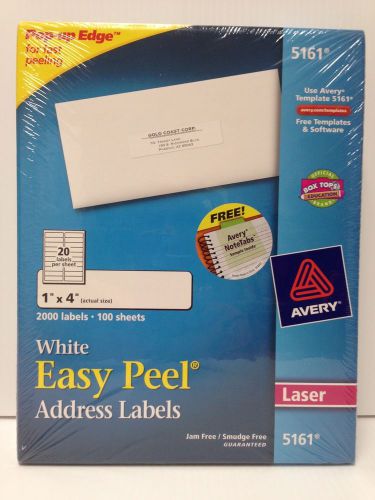 Avery Easy Peel Laser Address Labels, 1&#034; x 4&#034;, White, 2000/Box NEW SEALED BOX
