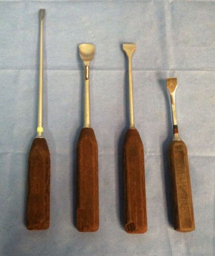 Lot Of 4 Orthopedic Instruments With Wooden Handles