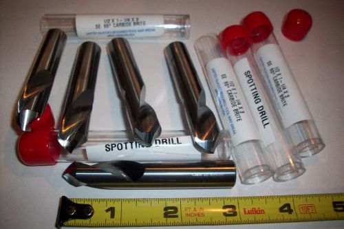 1/2 diameter solid carbide 3 inch long spot  spotting  center drill  lot of 5 for sale