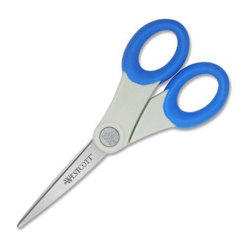 Westcott Soft Handle Scissors With Anti-microbial Protection  Blue  7-Inch Strai
