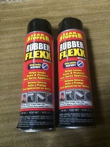 (2) NEW LEAK STOPPER 0316-GA RUBBER FLEXX FLEX 18OZ SPRAY ROOF REPAIR SEALANT