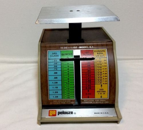 Vintage  Pelouze Model X-1  Postal Scale Rates Effective FEB  17, 1985 USA Made