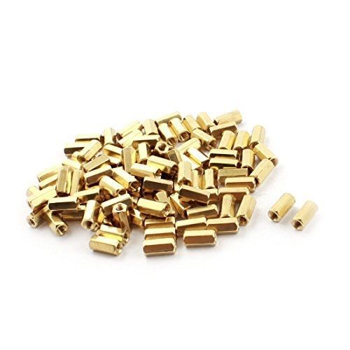 100 pcs m3 x 10mm gold tone brass pillar pcb standoff hexagonal spacer for sale