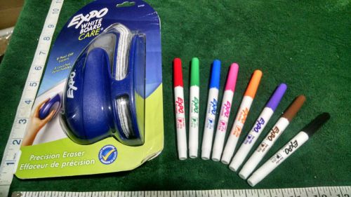 Expo precision point dry erase board eraser &amp; 8 Fine Tip Markers. (#27&amp;139)