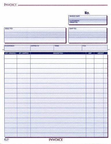 Adams Invoice Unit Set, 8.5 x 11.44 Inch, 2-Part, Carbonless, 50-Pack, White and