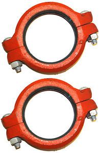&#034;grinnell&#034; 772 fire sprinkler painted grooved rigid couplings (5&#034;) 2-pack for sale
