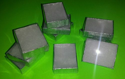 Lot of 10 Silver Cotton Filled Jewelry Gift Boxes