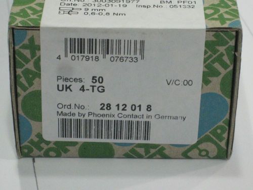 Phoenix contact single deck terminal block UK 4-TG 2812018 new sealed box of 50