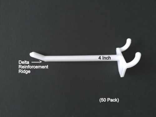 (50 PACK) 4 Inch White Plastic Peg Kit. Garage Shelf Hanger Pegboard Hooks USA