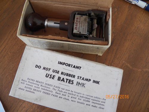 BATES Reconditioned Numbering Machine Orig. Box STANDARD MOVEMENT 6 Row Wheel