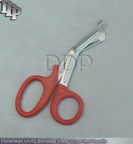 15 Pcs Paramedic Utility Bandage Shear Scissor 5.5&#034; Red Handle Surgical