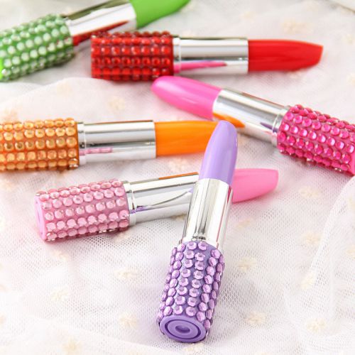 2pcs lipstick Shape Ballpoint Pen Ballpen Stationery makeup pen