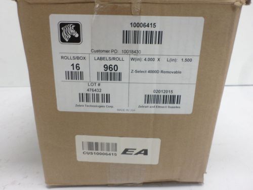 Box of (14) Zebra Thermal Labels (10006415)  4&#034; x 1.5&#034;   QTY-960 / roll   - NEW