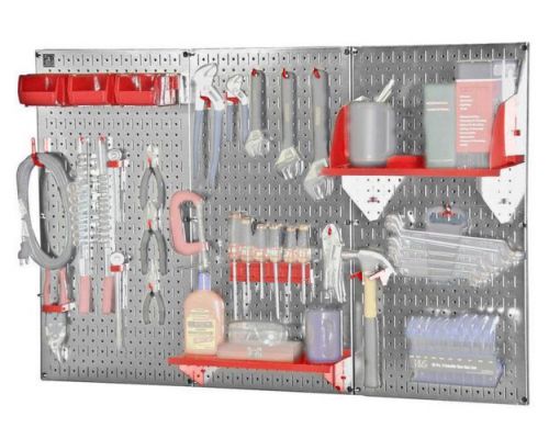 Pegboard kit 32&#034;x 48&#034; steel wall garage tool storage hooks hanger organizer peg for sale