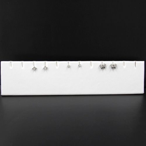 Earring or Pendant L-Shaped Stand 6 Pairs White Faux Leather