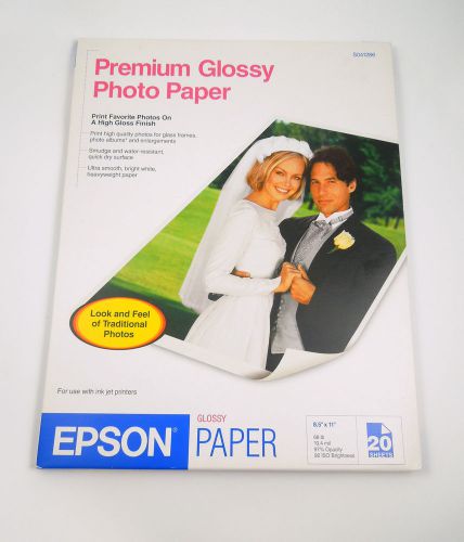 EPSON Premium Glossy Photo Paper 8.5&#034;x11&#034; Opacity 97% Borderless 68 lb 20 sheets