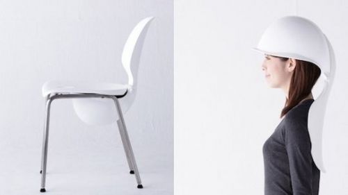 Mamoris Earthquake Helmet Chair - Safety head protection seat, from Japan
