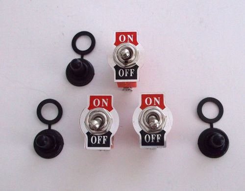 3 BBT On/Off Heavy Duty Toggle Switches w/ Waterproof Boots