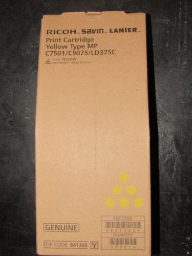 Genuine Ricoh Savin Lanier Print Cartridge YELLOW MP C7501/C9075/LD375C 841360
