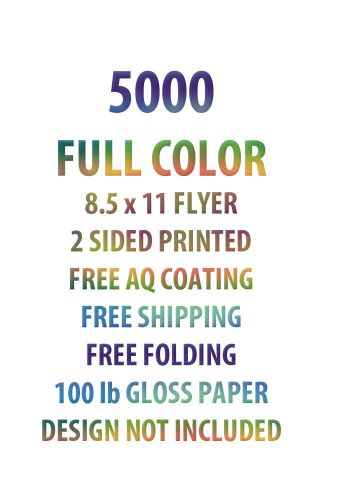 5000 8.5x11 (letter size) 2 side full color flyer printing on 100lb aq for sale