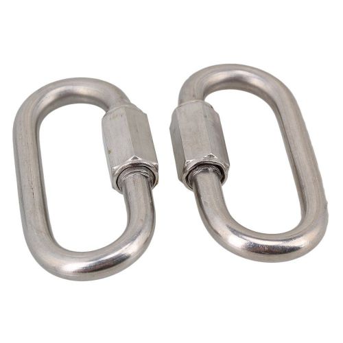 2PCS M6 304 Stainless Steel Carabiner Oval Screwlock Link Lock Ring Hook