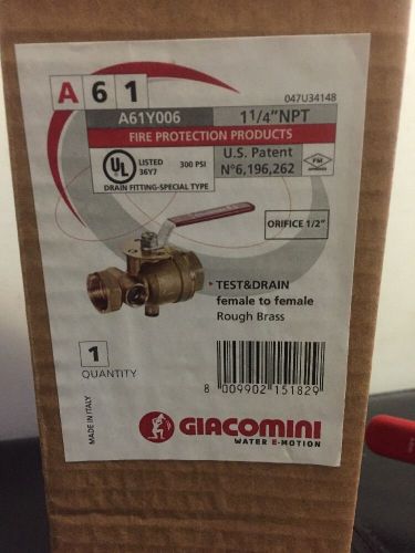 Giacomini A61 Test &amp; Drain Rough Brass Female to Female 1 1/4 npt