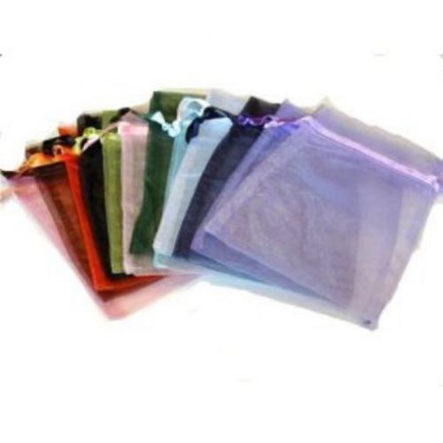 100pc Organza Mixed Colors Jewelry Pouch Bags Display 5x7 Inches