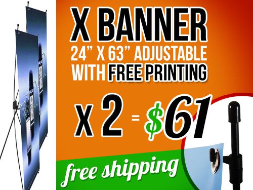 Display X Banner Stand 24x63&#034; Adj. Trade Show Exhibition Sign FREE SHIPPING