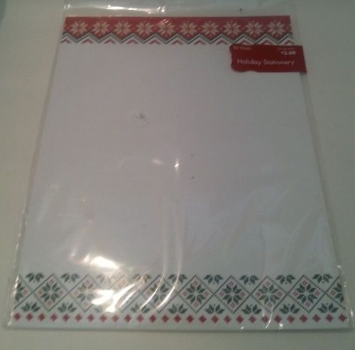 Holiday Christmas Printer Paper Stationery Snowflakes Holly Red Green 30 Sheets