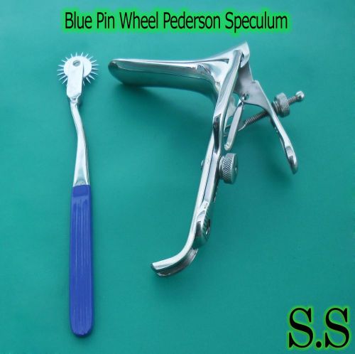 Pederson Vaginal Speculum Lrage &amp; Blue Colour Pin wheel Gynecology Instrument