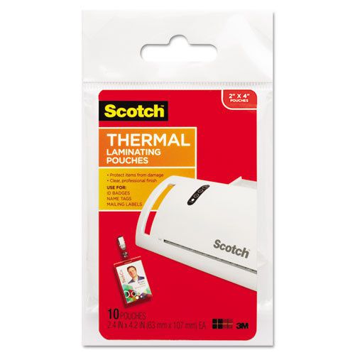 Id badge size thermal laminating pouches, 5 mil, 4 1/4 x 2 1/5, 10/pack for sale