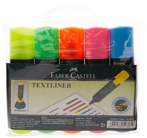 Faber Castell Textliner Assorted Colours   Pack of 5