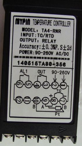 Mypin Temperature Controllers TA4 - RNR TC/RTD Relay, 90-260V