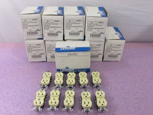 Lot of 10 Boxes of 10 Qty Leviton 12650-I CO/ALR Duplex Receptacle Ivory
