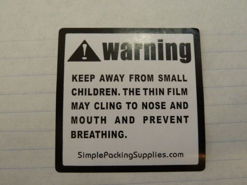 2&#034; x 2&#034; White suffocation bag warning safety LABEL STICKER (20 labels) pp suff